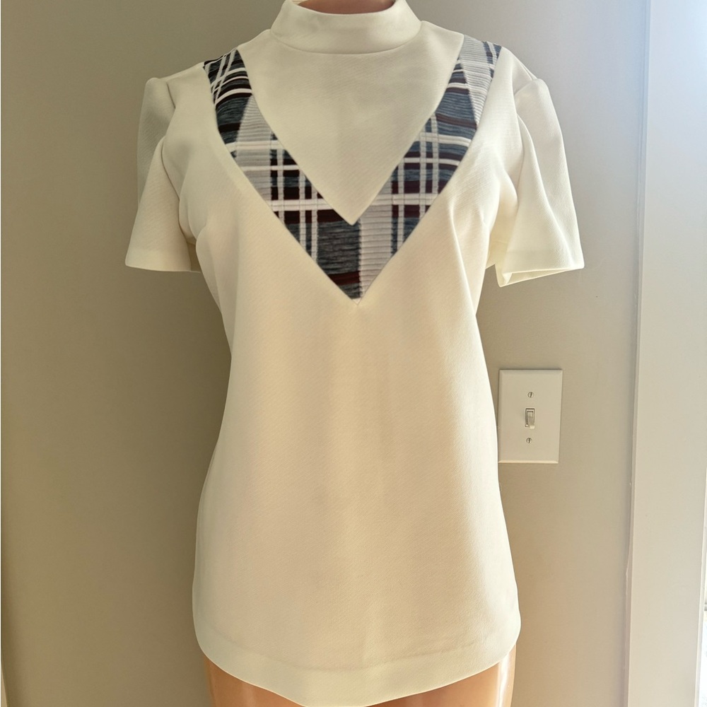 Vintage Mock Neck Polyester Blouse